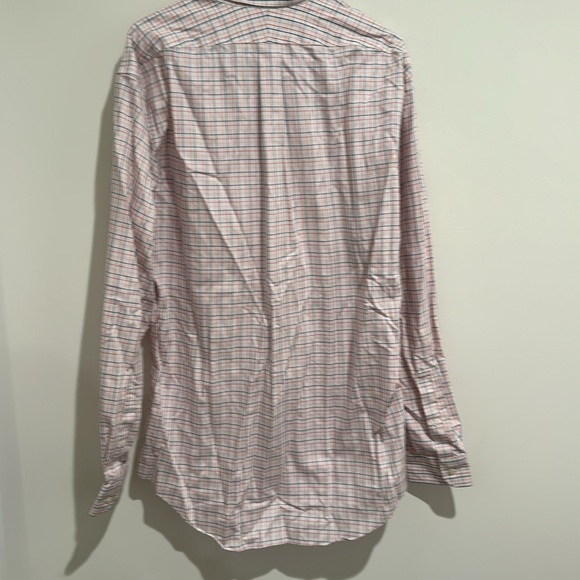 Lands End plaid No Iron Supima Pinpoint Button Down Shirt Sz 17-37 Tall - Picture 3 of 4